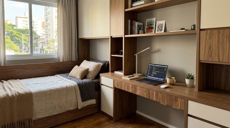 Escrivaninha Planejada para Quarto de Solteiro: Estudo e Conforto
