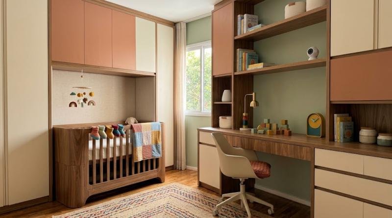 Quarto de Bebê Planejado: Berço e Guarda-Roupa com Design e Segurança